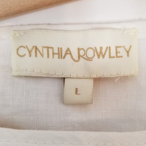 Cynthia Rowley Women's White Peplum Long Sleeve Linen Blend Blouse Size Large - Picture 2 of 6